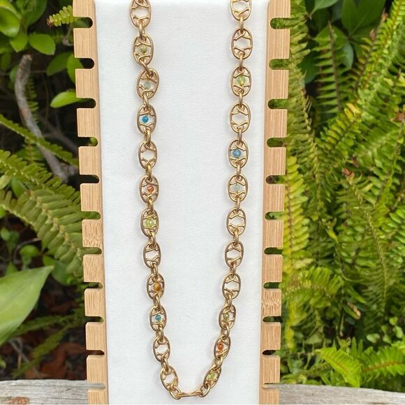 Gas Bijoux Alegria Long Chain Necklace with Semi Precious Stones. EUC - Picture 6 of 8